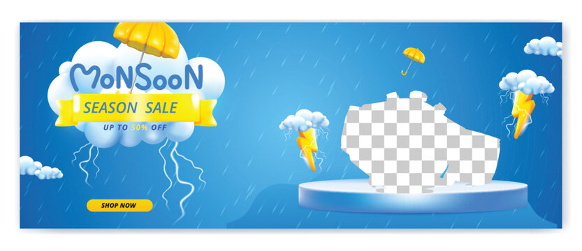 Monsoon season sale advertisement with a watch display - Powered by Adobe