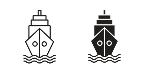 Cruise ship icons silhouettes. Vector elements for design.