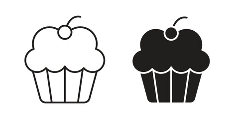 Cup Cake icons silhouettes. Vector elements for design.