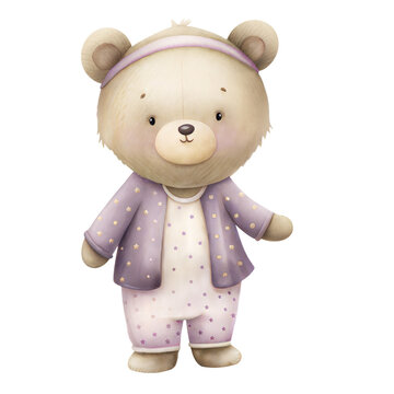 Dreamy Bear in soft pastel nightwear with tiny star details for cozy nursery dreamtime illustrations