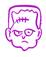 Frankenstein Icon Crayon Chalk Wax Drawing Vector