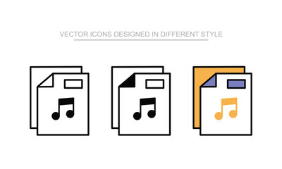 Mp3 File icon set in different style with white background illustration
