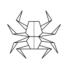 Origami spider. Folded paper in the shape of an insect. Line vector illustration isolated on white background.