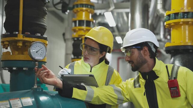 A dedicated engineer conducts an on-site inspection of the cooling tower's pipeline network to ensure peak thermal management efficiency.