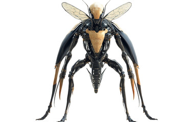 Fototapeta premium Alien robot hybrid with insect legs and humanoid features in a futuristic sci fi environment
