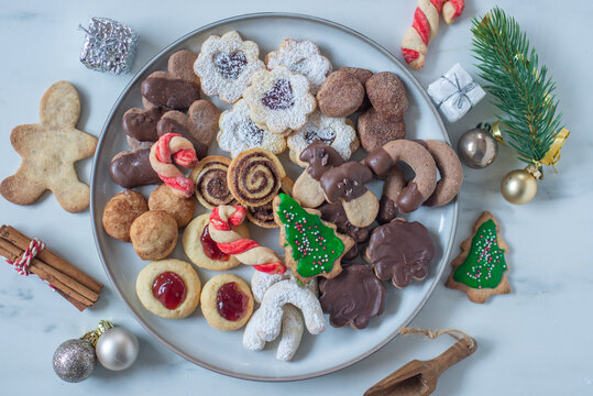 Christmas homemade gingerbread cookies on table