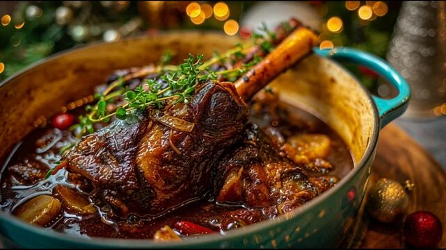 Slow Braised Lamb Shanks With Christmas Setup