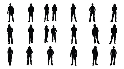 Collection of diverse human figures in black presented as a striking silhouette