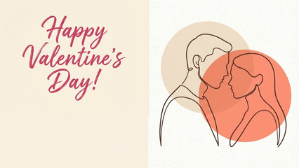 Couple embracing with soft colors and text for Valentine's greeting card  