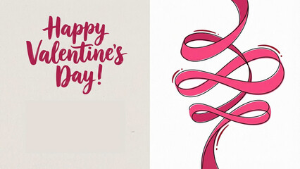 Happy Valentine's Day greeting card design with pink ribbons  