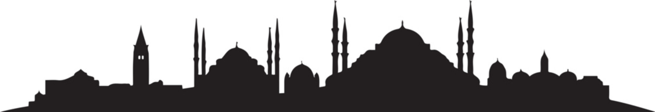 Istanbul Turkey City Skyline. design Vector black silhouette