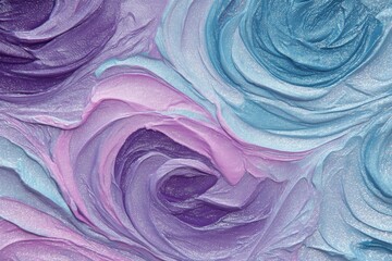 Dreamy textured waves in soft purple, pink, and blue hues, creating a dynamic flow with shimmering particles for an enchanting visual experience. Perfect for modern decor and artistic themes
