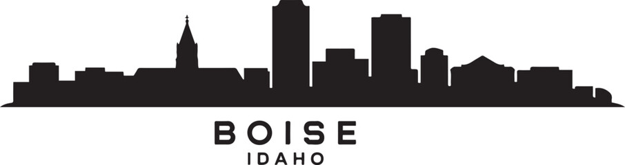 Fototapeta premium Boise Idaho Skyline Silhouette with Cityscape. design Vector black silhouette