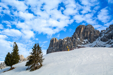 Carezza Ski Resort in Winter Dolomites Panorama