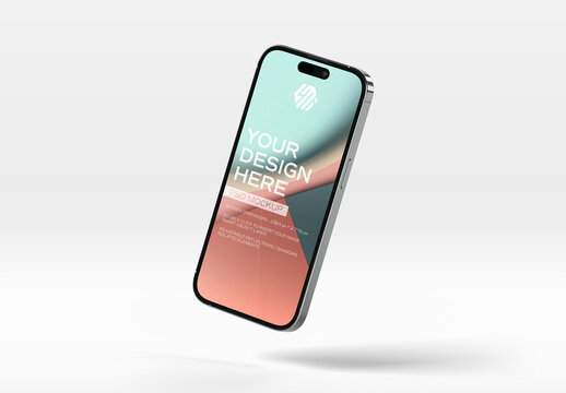 Isolated Mobile Phone With Shadows Mockup