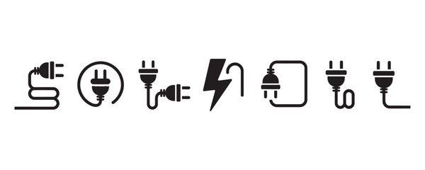 Stunning collection of modern electrical plug and power icons representing connectivity and energy solutions