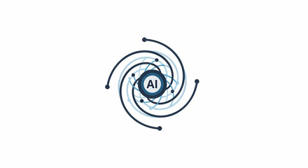 Obraz premium Artificial Intelligence Concept with Swirling Lines and AI Text.