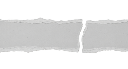 Torn gray paper strip isolated on transparent background