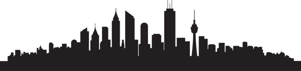 Obraz premium City skylines stock illustration In Silhouette, City, Urban Skyline, Cityscape. design Vector black silhouette