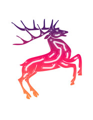 Vibrant neon illustration of a majestic stag with glowing antlers on black background