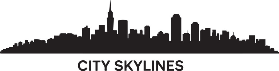 Fototapeta premium City skylines stock illustration In Silhouette, City, Urban Skyline, Cityscape. design Vector black silhouette