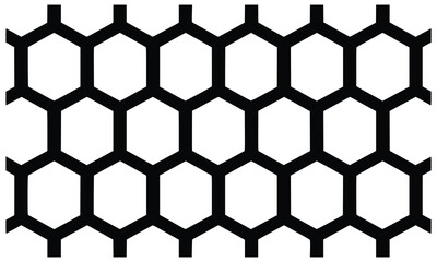 Hexagonal Honeycomb Geometric Pattern Seamless Black Grid Background