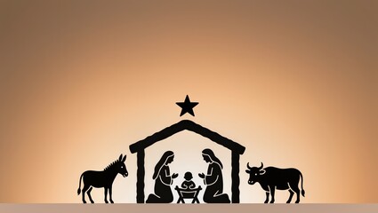 Minimalist illustration of the birth of Jesus in Bethlehem