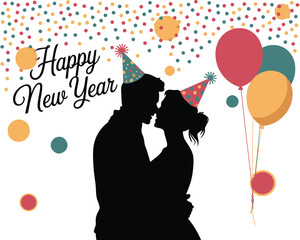 Festive Balloon Bouquet New Year Vector Design