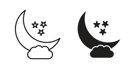 Night icons silhouettes. Vector elements for design.