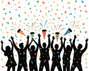 Festive New Year Eve Balloon Party Illustration