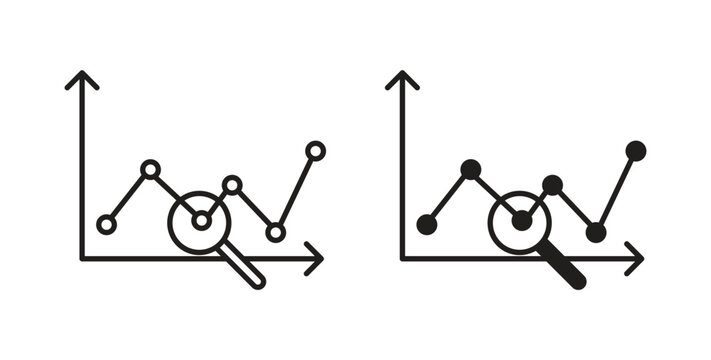 Predictive analytics icons silhouettes. Vector elements for design.