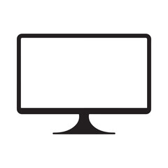 Simple black and white illustration of a modern flat screen computer monitor