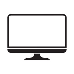 Simple black and white illustration of a modern flat screen computer monitor