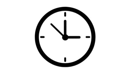Analog Clock Face with Hour and Minute Hands isolated on a transparent background