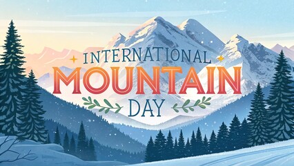Winter themed mountain scene created for International Mountain Day celebration.