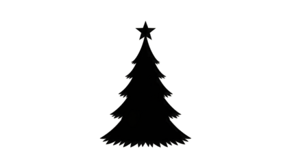 Christmas tree with star silhouette isolated on a transparent background