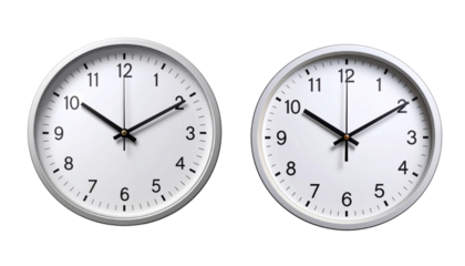 Minimal White Wall Clock with Subtle Shadow – Transparent Background