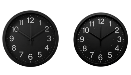 Modern Black Rim Clock with Clear Numerals – PNG Cutout Object