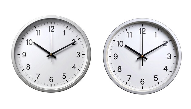 Minimal White Wall Clock with Subtle Shadow &ndash; Transparent Background