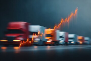 Logistics Industry Growth Concept: Trucks and Increasing Graph