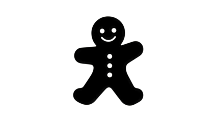 Gingerbread man outline isolated on a transparent background