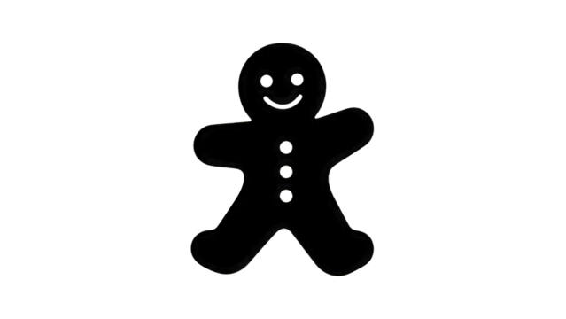Gingerbread man outline isolated on a transparent background - Powered by Adobe