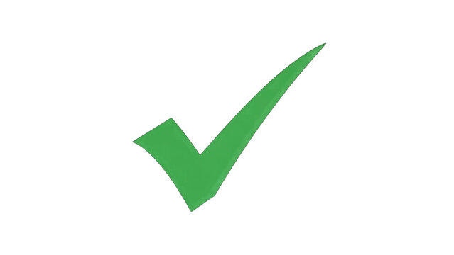 Green check mark symbol isolated on a transparent background