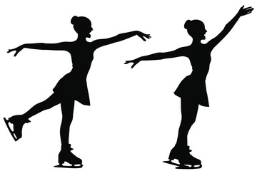 Obraz premium Two female figure skaters performing graceful poses silhouette
