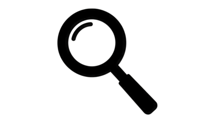 Magnifying glass outline isolated on a transparent background