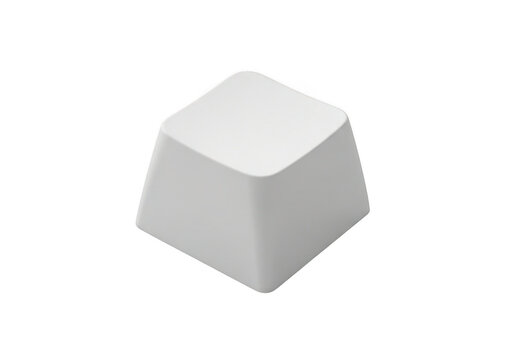 Single white blank keycap for mechanical keyboard isolated on transparent background