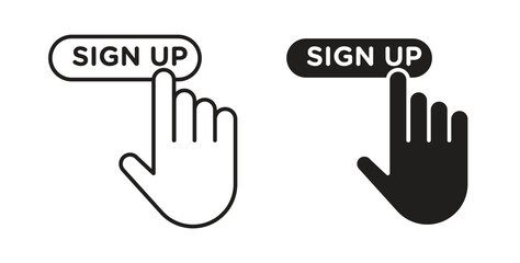 Sign up button icons silhouettes. Vector elements for design.