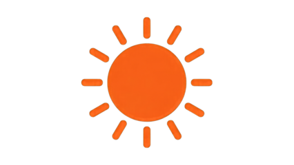 Orange sun icon isolated on a transparent background
