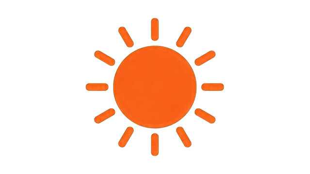 Orange sun icon isolated on a transparent background