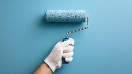 Obraz premium Paint Roller Held by Hand in White Glove